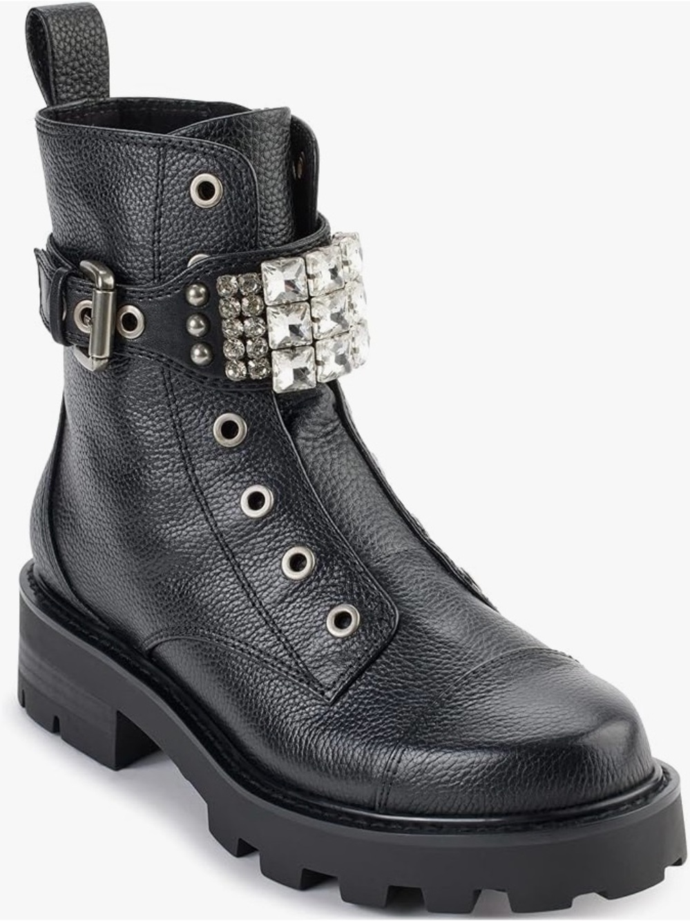 Karl Lagerfeld Paris Maeva Rhinestone Lug Sole Combat Boot - Picture 2 of 10